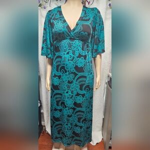 Teal and Black Patterned Dress